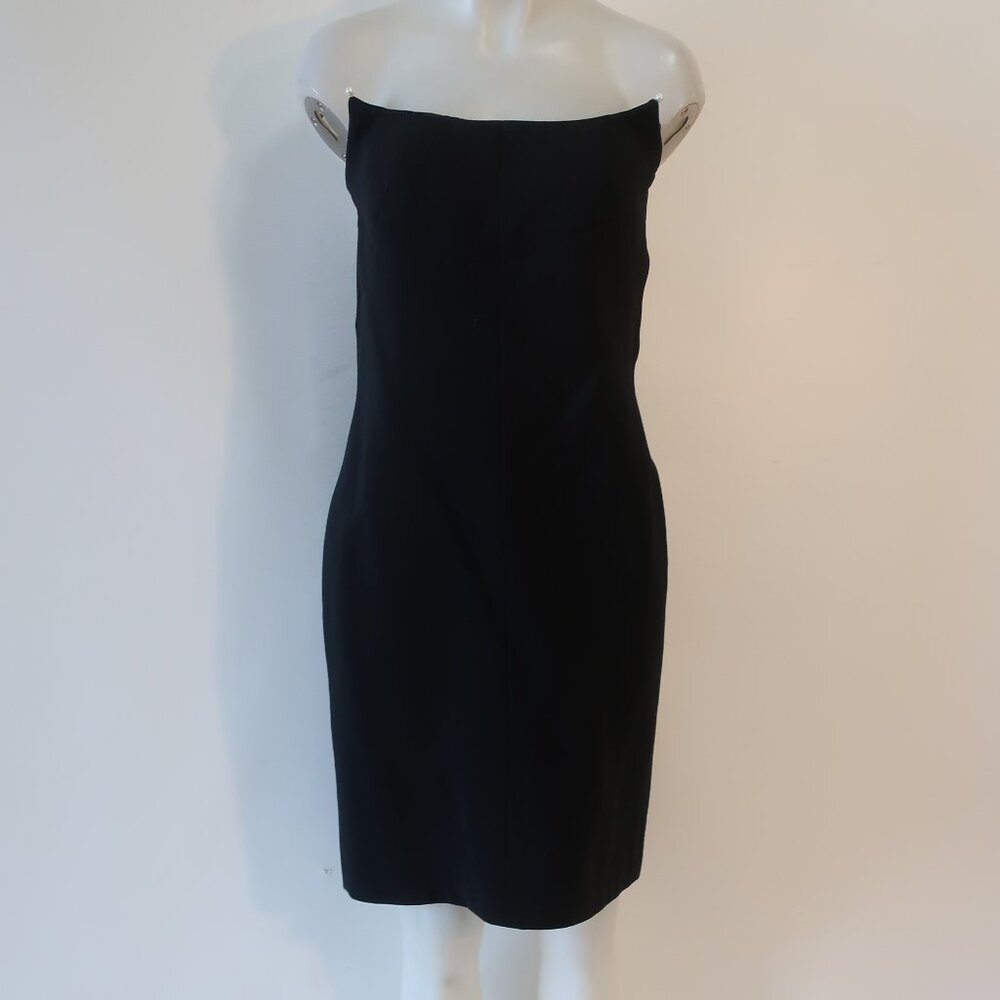 Womens Charles Chang-Lima Black Strapless Wool Viscose Cocktail Pencil Dress 10